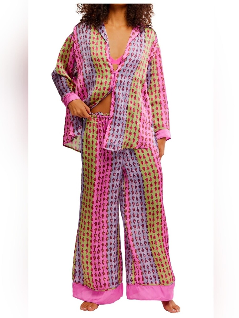 Intimately Free People Frenzy Combo Dreamy Days Pajama Set In Tulip Pink